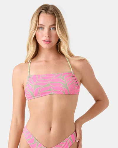 Roxy Stay Wild Adjustable Bralette Bikini Top In Pink