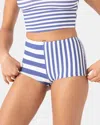 Roxy Stripe Out Short Bikini Bottoms In Blue