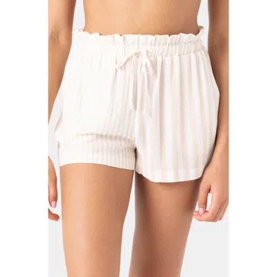 Roxy Stripe Out Cover-up Drawstring Shorts In Neutral