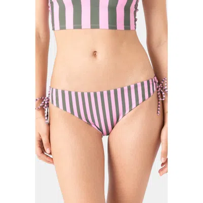 Roxy Stripe Out Side Tie Bikini Bottoms In Pink