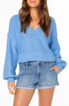 Roxy Study Hall V-neck Sweater In Blue