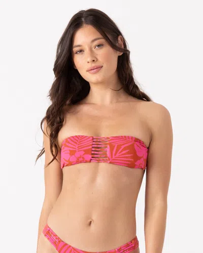 Roxy Sun Chasers Lattice Bandeau Bikini Top In Multi