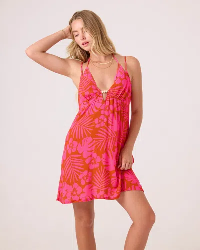 Roxy Sun Chasers Plunge Dress Cover Up In Red