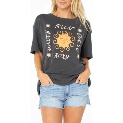 Roxy Sun Daze Oversize Cotton Graphic T-shirt In Blue