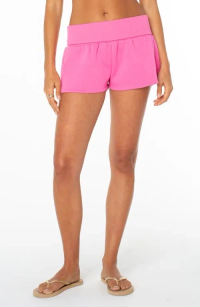 Roxy Sunday Foldover Waist Shorts In Pink