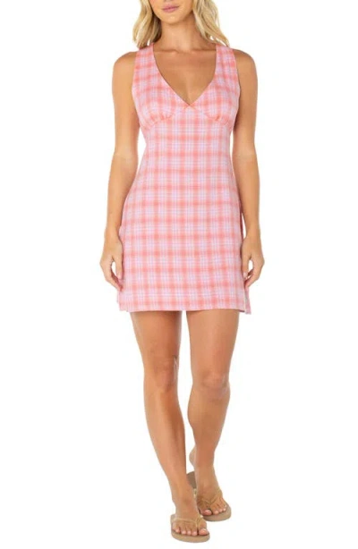 Roxy Sunfire Plaid Minidress In Pink