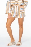 Roxy Sunny Coast Stripe Cotton Blend Shorts In Camel