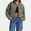 Roxy Sunset Sands Cutoff Shacket In Agave Green