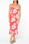 Roxy Sunshine Crush Floral Halter Strap Minidress In Red