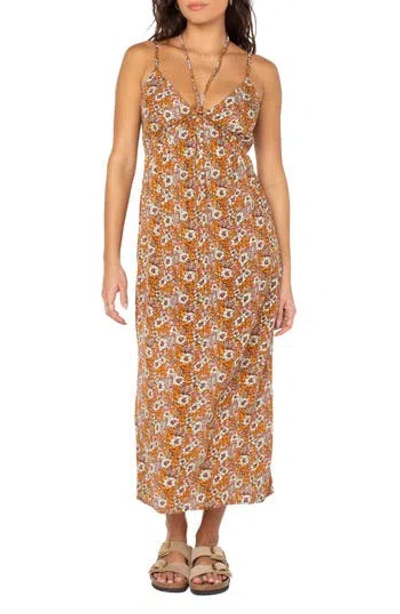 Roxy Sunshine Crush Floral Midi Dress In Brown