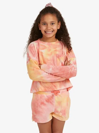 Roxy Kids' Sunshine Spirit Sweatshirt Girls Orange Long Sleeve Crew Neck Red564