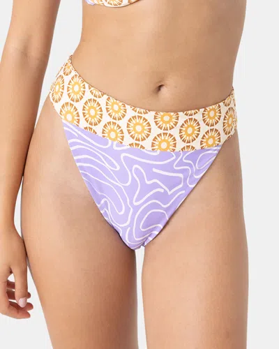 Roxy Sunshine State Of Mind Banded Moderate Bikini Bottom In Multi