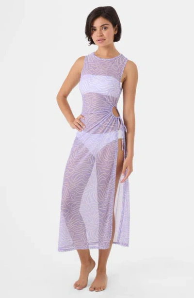 Roxy Sunshine State Of Mind Cutout Mesh Cover-up Dress In Blue
