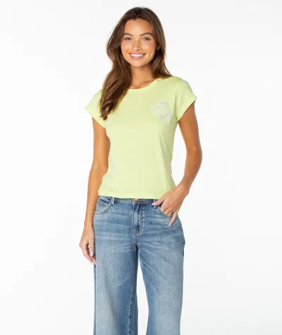 Roxy Surf Day Embroidered 90s Baby Tee In Yellow