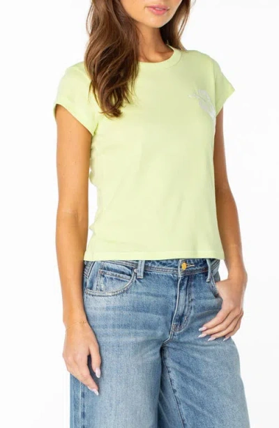 Roxy Surf Day Flower Embroidered '90s Baby Tee In Yellow
