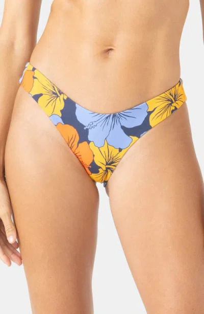 Roxy Surf Scoop Reversible Bikini Bottoms In Blue