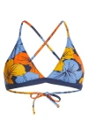 Roxy Surf Sport Reversible Triangle Bikini Top In Multi