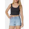 Roxy Surf Stoked Crop Rib Tank In Black