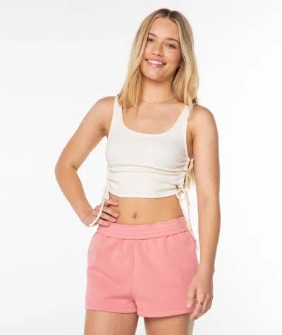 Roxy Surf Stoked Crop Rib Tank In Pink