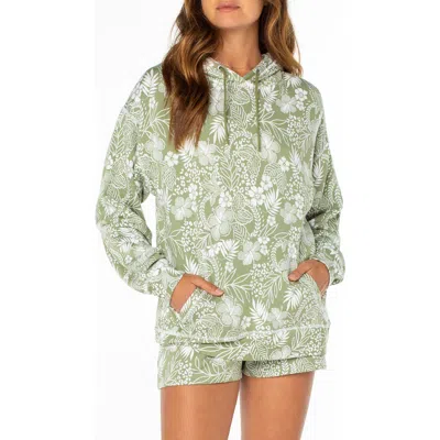 Roxy Surfing By Moonlight Printed Hoodie In Green