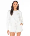 Roxy Surfing By Moonlight Embroidered Graphic Sweatshirt In White