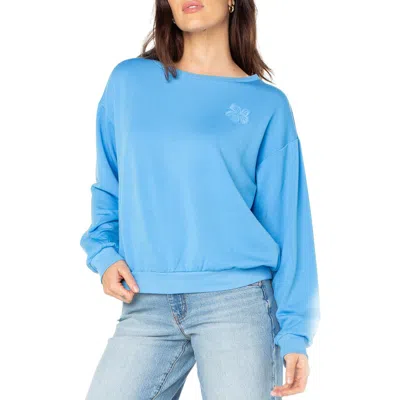 Roxy Juniors' Surfing By Moonlight Crewneck Sweatshirt In Blue