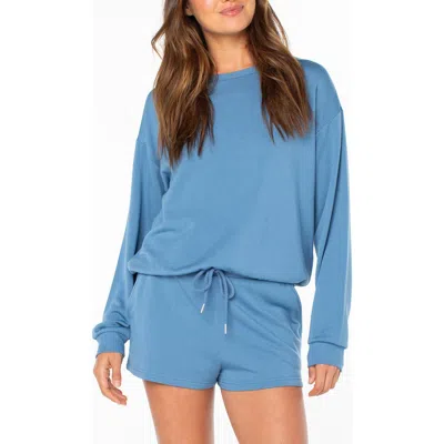 Roxy Surfing By Moonlight Embroidered Graphic Sweatshirt In Blue Horizon