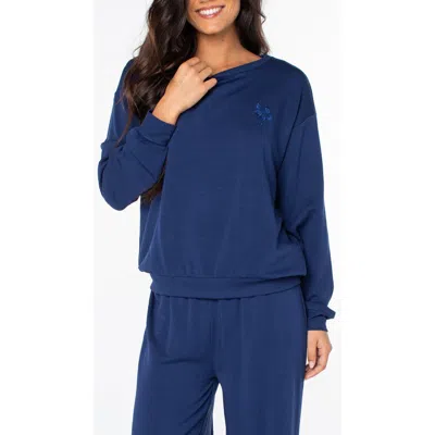 Roxy Surfing By Moonlight Embroidered Graphic Sweatshirt In Naval Acad