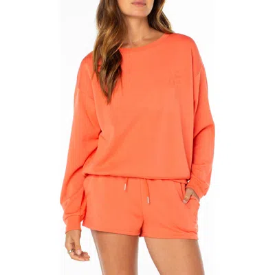Roxy Surfing By Moonlight Embroidered Graphic Sweatshirt In Orange