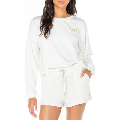 Roxy Surfing By Moonlight Embroidered Graphic Sweatshirt In White