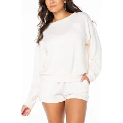 Roxy Surfing By Moonlight Embroidered Graphic Sweatshirt In White