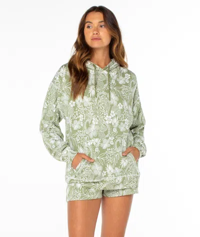 Roxy Surfing By Moonlight Printed Hoodie In Green