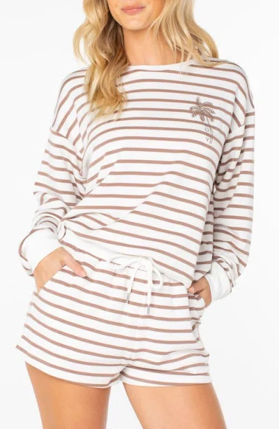 Roxy Surfing By Moonlight Stripe Sweatshirt In Coconut Milk