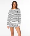 Roxy Surfing By Moonlight Stripe Sweatshirt In White