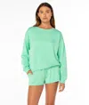 Roxy Surfing By Moonlight Embroidered Graphic Sweatshirt In Green