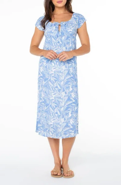 Roxy Sweet Pea Puff Sleeve Midi Dress In Blue