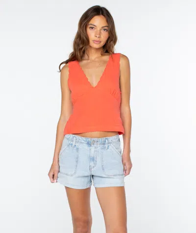 Roxy Sweet Talk Scallop Trim Cotton Tank In Orange