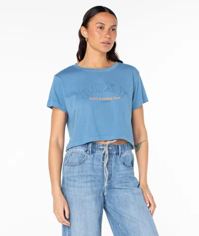 Roxy Swell Day Cropped Boxy Tee In Blue