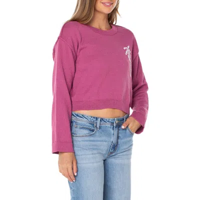 Roxy Swell Season Crewneck Sweater In Red Violet