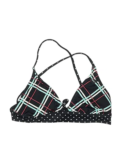 Pre-owned Roxy Swimsuit Top Black Argyle Pattern Swimwear