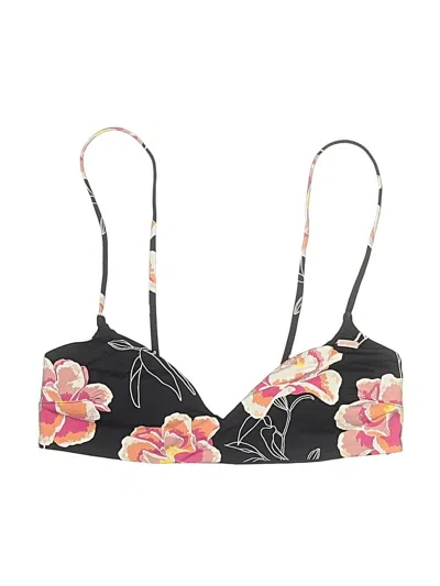 Pre-owned Roxy Swimsuit Top Black Floral Pattern Swimwear