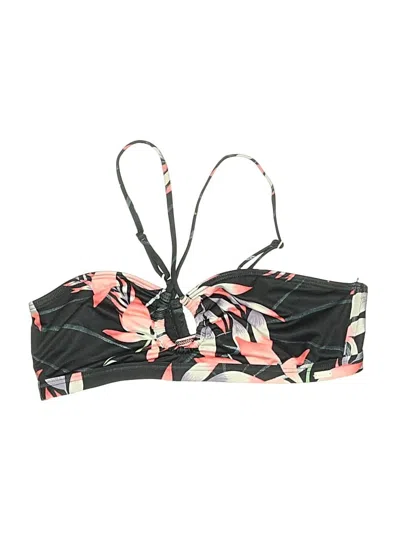 Pre-owned Roxy Swimsuit Top Black Tropical Pattern Swimwear