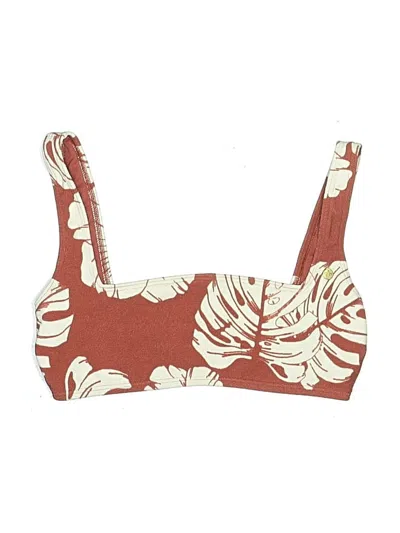 Pre-owned Roxy Swimsuit Top Brown Print Pattern Swimwear