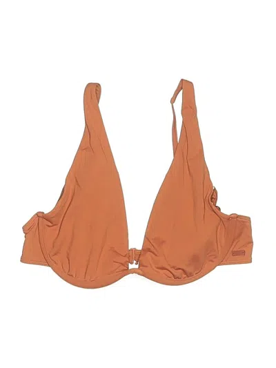 Pre-owned Roxy Swimsuit Top Brown Solid Pattern Swimwear