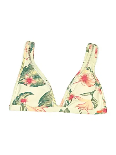 Pre-owned Roxy Swimsuit Top Ivory Floral Pattern Swimwear