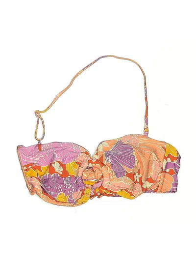 Pre-owned Roxy Swimsuit Top Orange Floral Pattern Swimwear