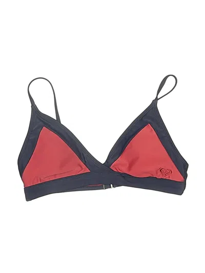 Pre-owned Roxy Swimsuit Top Red Color Block Pattern Swimwear