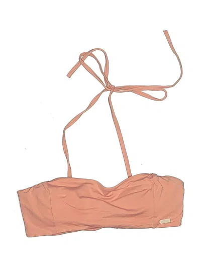 Pre-owned Roxy Swimsuit Top Tan Solid Pattern Swimwear In Brown