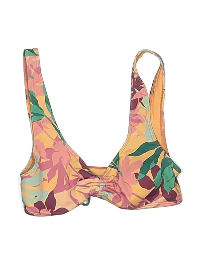Pre-owned Roxy Swimsuit Top Yellow Floral Pattern Swimwear