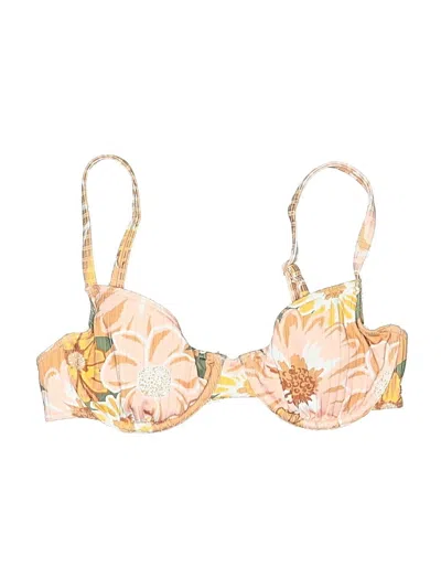 Pre-owned Roxy Swimsuit Top Yellow Floral Pattern Swimwear